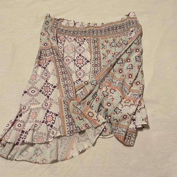 Bobi Black szS multi print off the shoulder bell sleeve crop blouse EUC - Picture 2 of 7